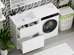 Misty Тумба под раковину Ингрид 70 под стиральную машину белая – фотография-11